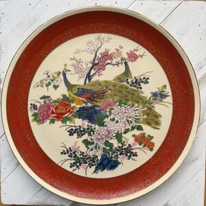 Heritage Mint Satsuma Charger Plate HGMSAT Red Band Peacock Gold Trim 10.5